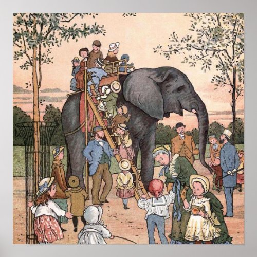 The Zoo Vintage Illustration Poster