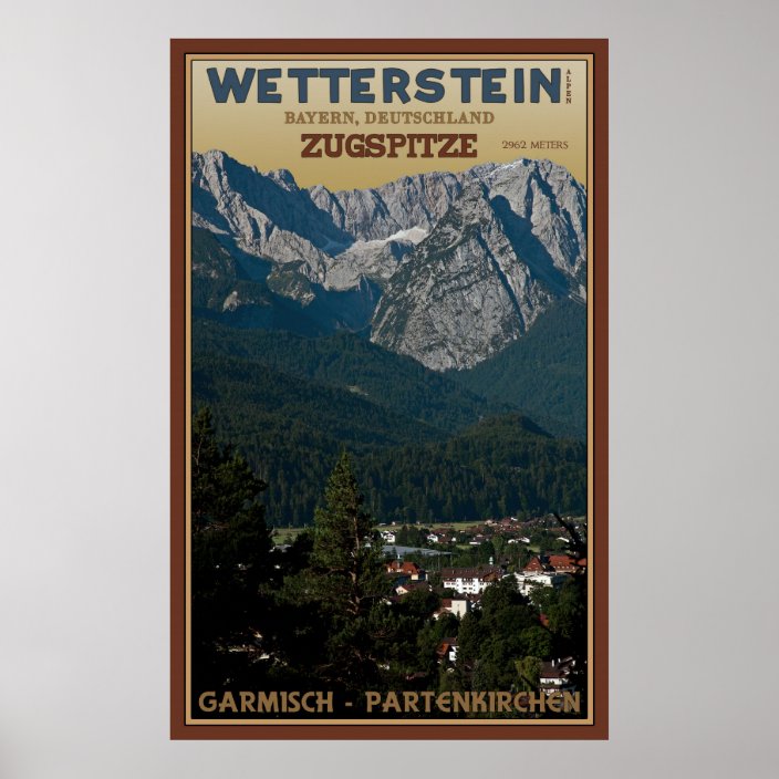 Jupp Wiertz 1933 Vintage Travel Poster Print Grainau Zugspitze Mountain