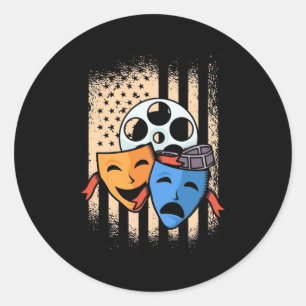 Theater Actor America Flag Classic Round Sticker