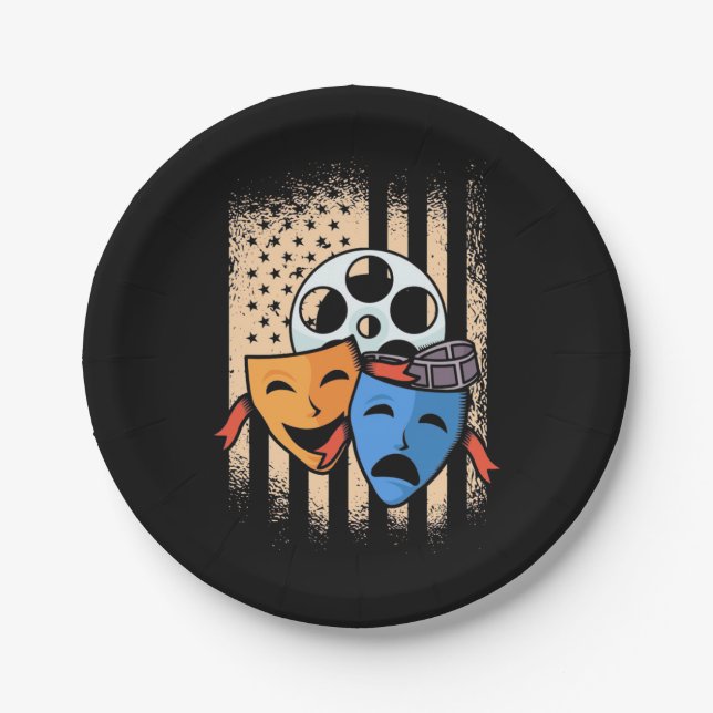 Theater Actor America Flag Paper Plates (Front)