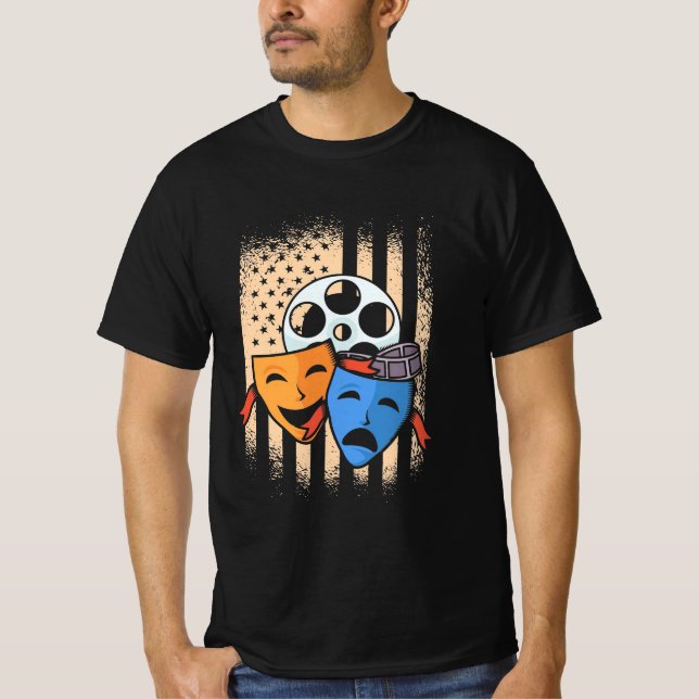 Theater Actor America Flag T-Shirt (Front)