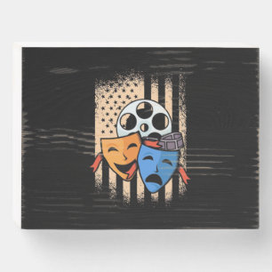 Theater Actor America Flag Wooden Box Sign