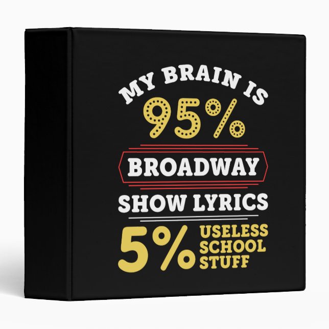 Theater - Broadway Show Lyrics Gifts 3 Ring Binder (Front/Spine)