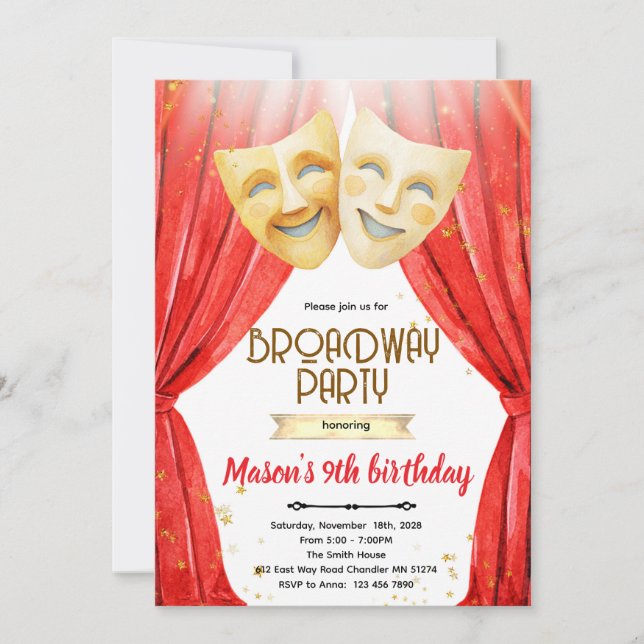 Theater cinema birthday party Invitation  (Front)