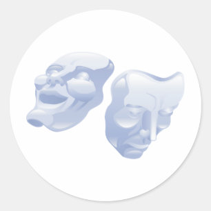 theater comedy and tragedy masks classic round sticker