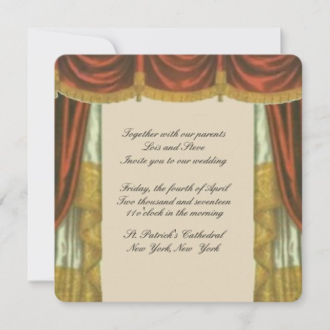 Theater Curtain Wedding Invitation (Front)
