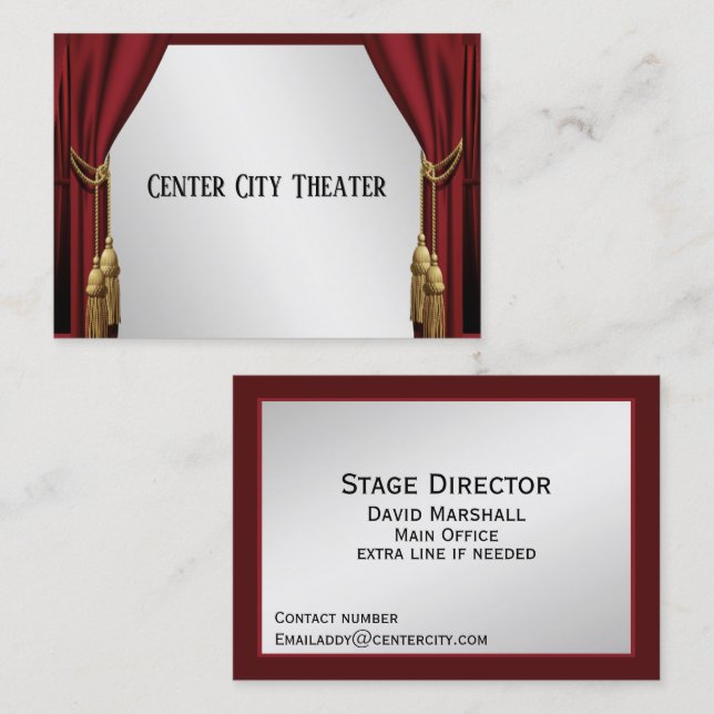 Theater Curtains Silver Screen Business Card (Front/Back)