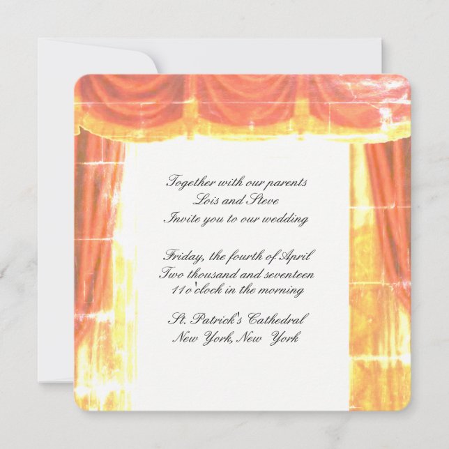 Theater Curtains Wedding Invitation (Front)