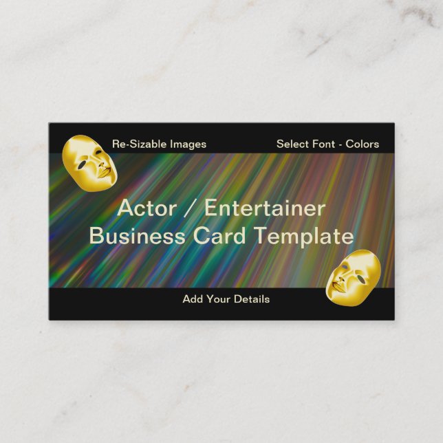 Theater Entertainer Actor Business Card (Front)