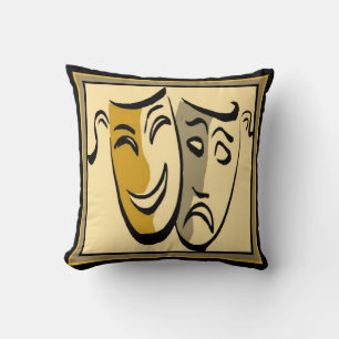 Theater Happy/Sad Mask Throw Pillow