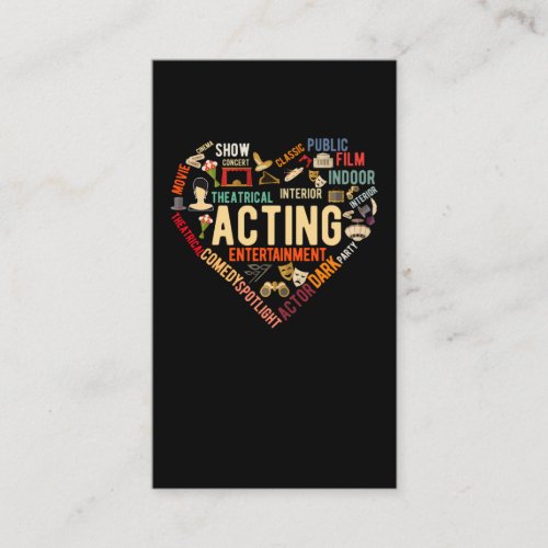 Theater Heart Drama Acting Business Card