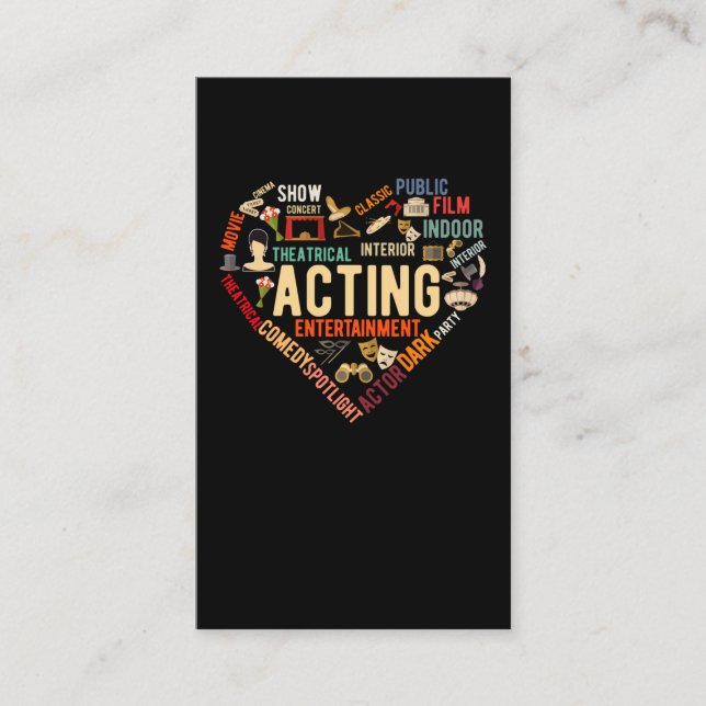 Theater Heart Drama Acting Business Card (Front)