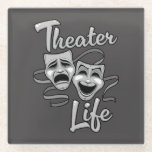 Theater Life Comedy and Tragedy Masks Glass Coaster