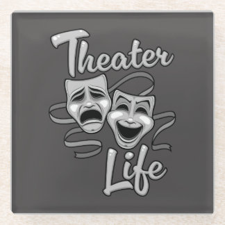 Theater Life Comedy and Tragedy Masks Glass Coaster