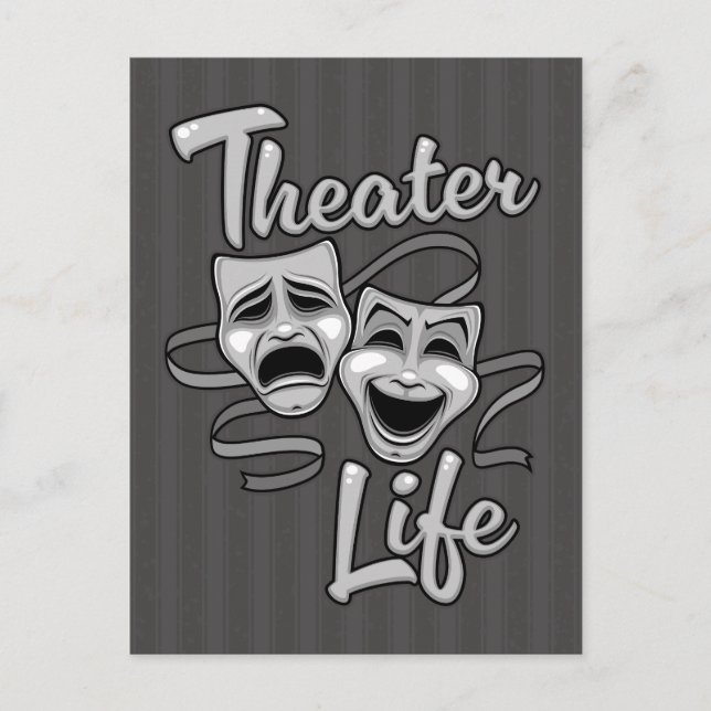 Theater Life Comedy and Tragedy Masks Postcard (Front)