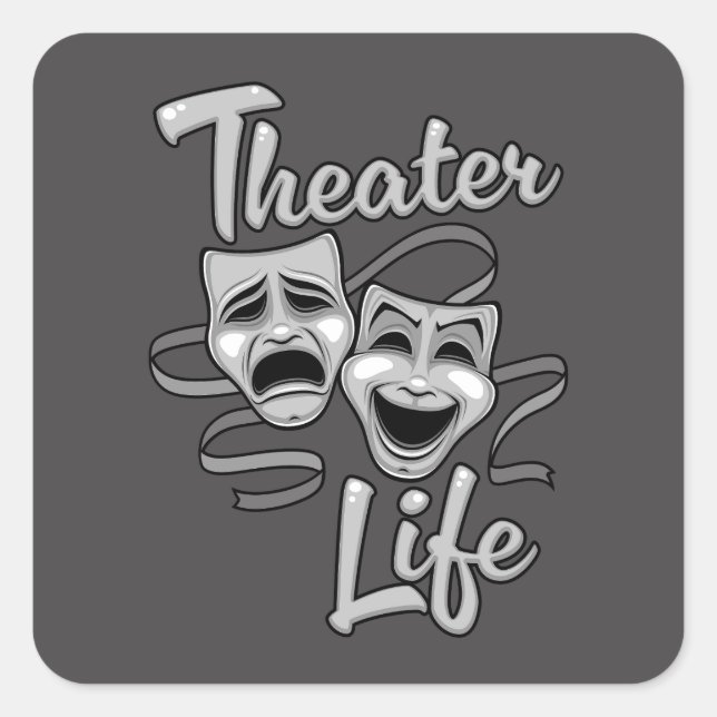 Theater Life Comedy and Tragedy Masks Square Sticker (Front)