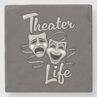 Theater Life Comedy and Tragedy Masks Stone Coaster