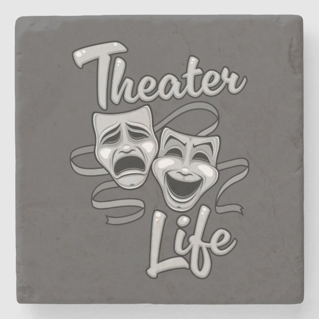 Theater Life Comedy and Tragedy Masks Stone Coaster (Front)
