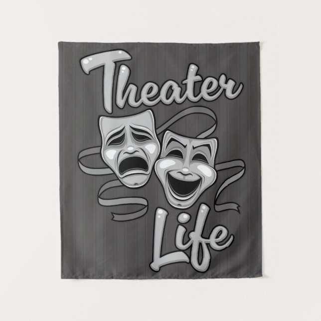 Theater Life Comedy and Tragedy Masks Tapestry (Front)