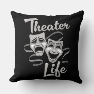 Theater Life Comedy and Tragedy Masks Throw Pillow