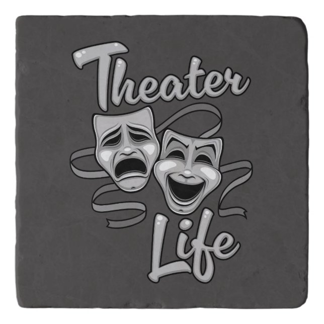 Theater Life Comedy and Tragedy Masks Trivet (Front)