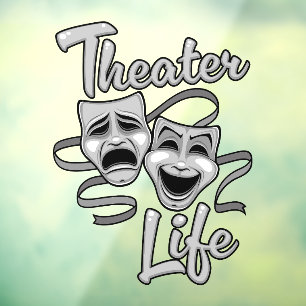 Theater Life Comedy and Tragedy Masks Window Cling