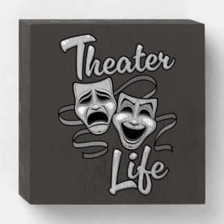 Theater Life Comedy and Tragedy Masks Wooden Box Sign