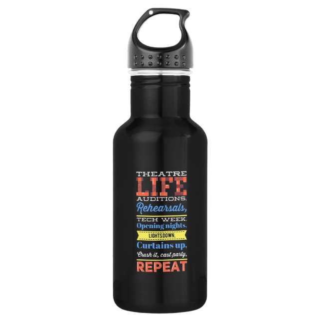 Theater Life Repeat Stainless Steel Water Bottle (Front)