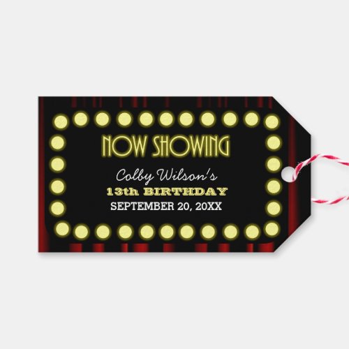 Theater Lights Movie Marquee Party Favor Tags