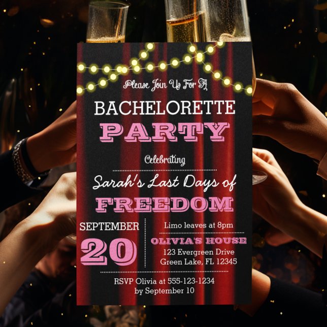 Theater Lights Pink All Occasion Invitation (Creator Uploaded)