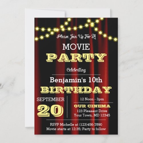 Theater Lights Yellow All Occasion Invitation