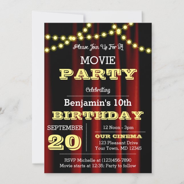 Theater Lights Yellow All Occasion Invitation (Front)