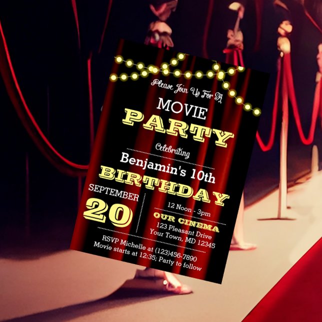 Theater Lights Yellow All Occasion Invitation (Creator Uploaded)