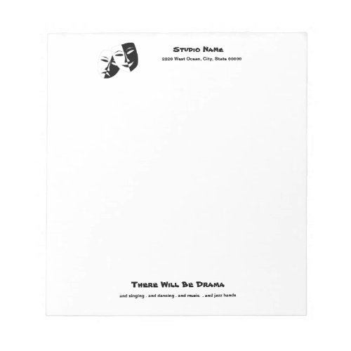 Theater Mask Comedy Tragedy Black White Notepad