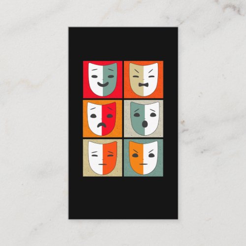 Theater Mask Drama Sad Happy Retro Business Card