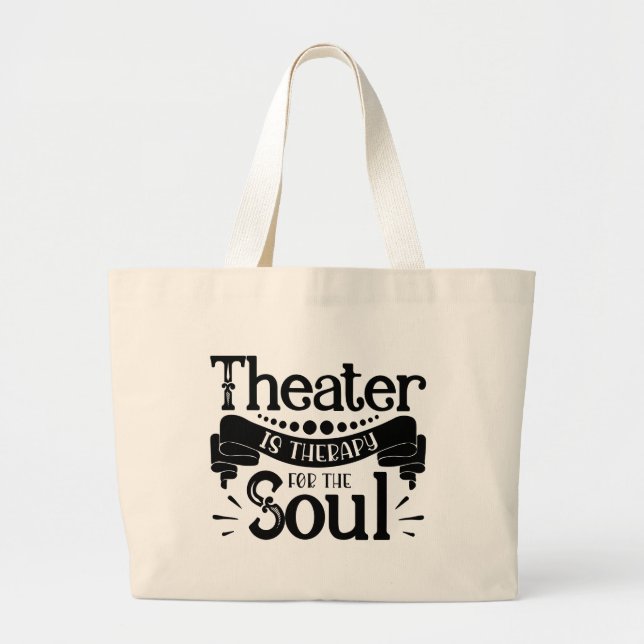 Theater  Mask Musical Broadway Actor Actress Gift Large Tote Bag (Front)