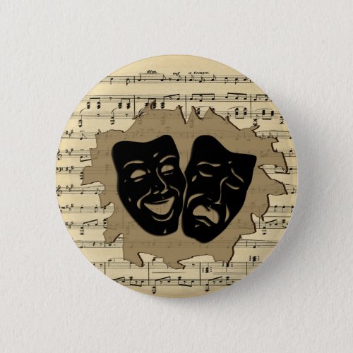 Theater Masks and Antique Music Button