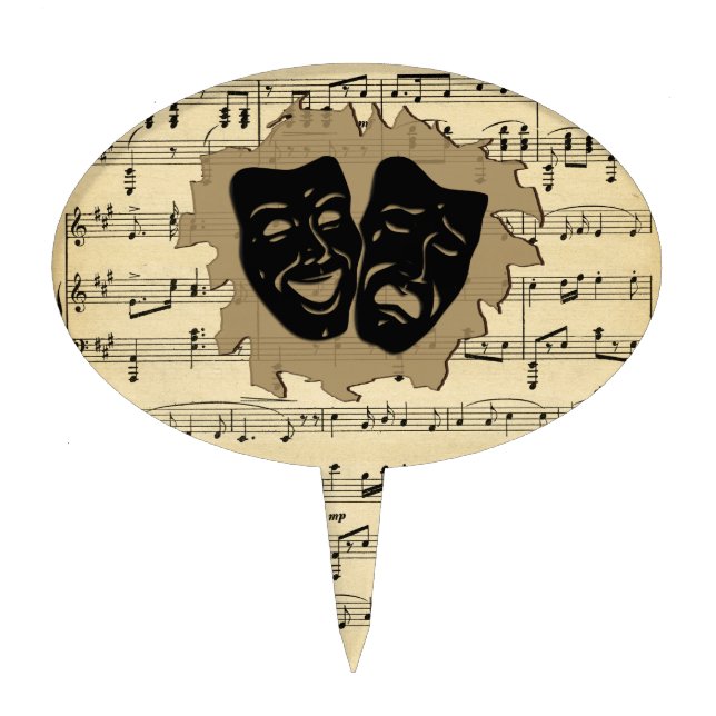 Theater Masks and Antique Music Cake Topper (Front)