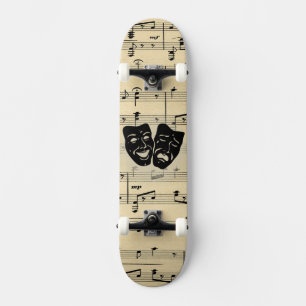 Theater Masks and Antique Music Skateboard