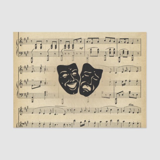 Theater Masks and Sheet Music (Front)
