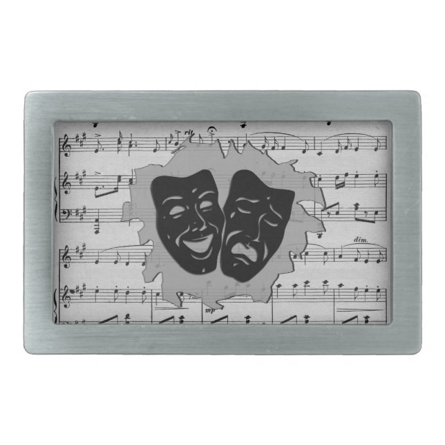 Theater Masks and Sheet Music Belt Buckle (Front)