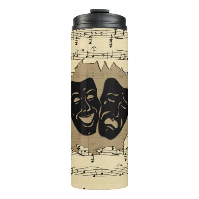 Theater Masks and Sheet Music Thermal Tumbler (Front)