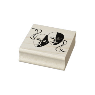 theater masks art stamp