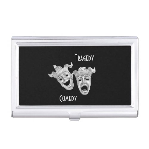 Theater Masks Comedy and Tragedy Black Business Card Case