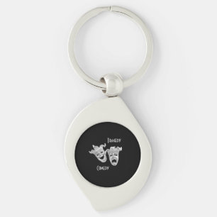 Theater Masks Comedy and Tragedy Black Keychain
