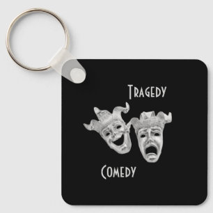 Theater Masks Comedy and Tragedy Black Keychain