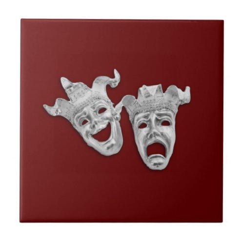 Theater Masks Comedy and Tragedy Ceramic Tile