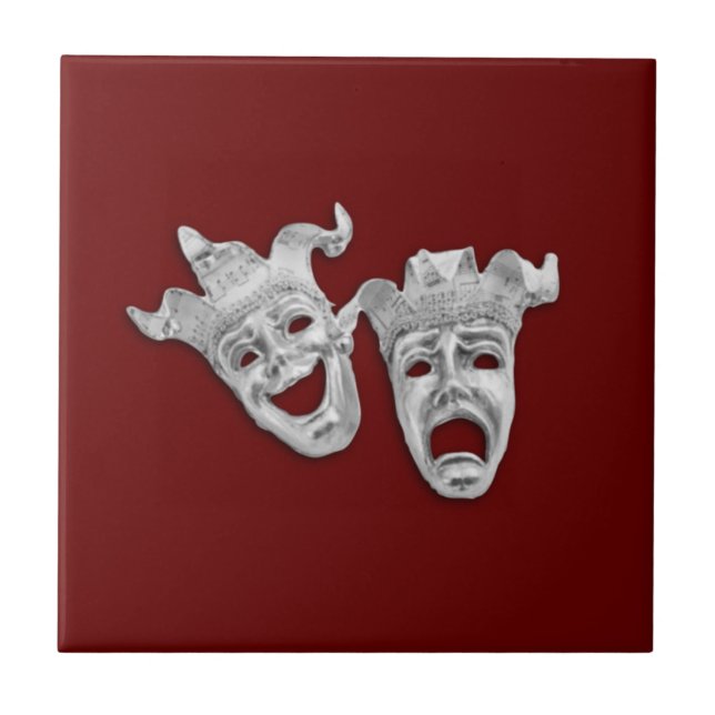 Theater Masks Comedy and Tragedy Ceramic Tile (Front)