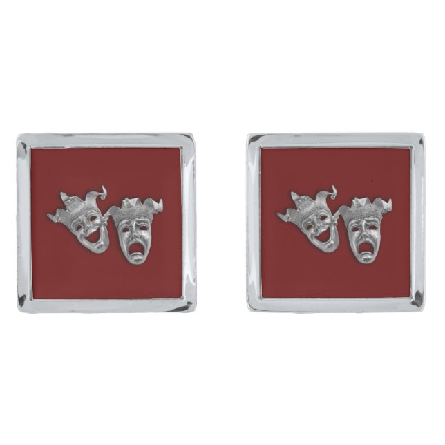 Theater Masks Comedy and Tragedy Cufflinks (Front)