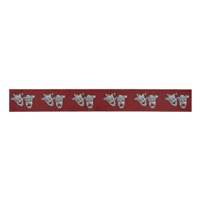 Theater Masks Comedy and Tragedy Grosgrain Ribbon (Front)